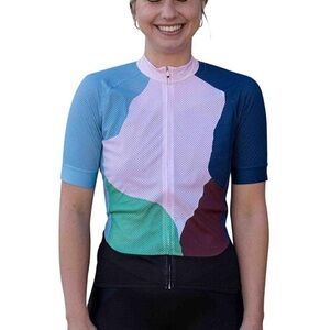 POC Essential Road Print Cycling Jersey Women's Top Color Splash Design Size XS